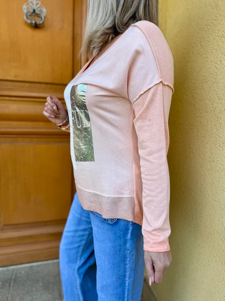 Teeshirt manches longues Sandro orange acidulé