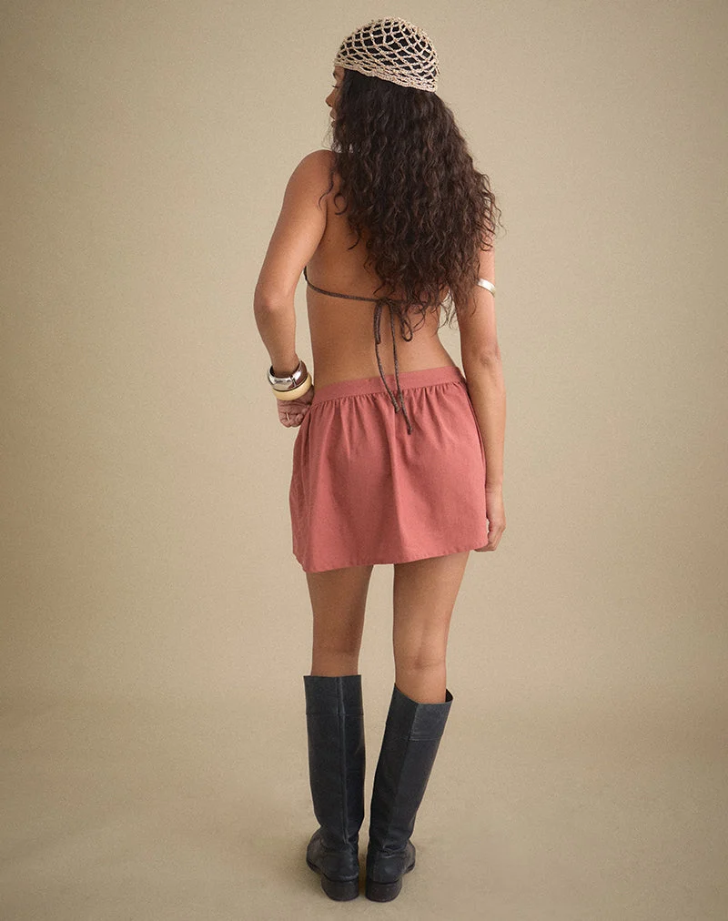 Mini-jupe Chessy en lin rouge toscan