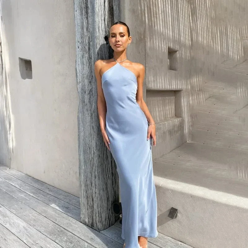 Robe invitée de mariage chic bleu pastel