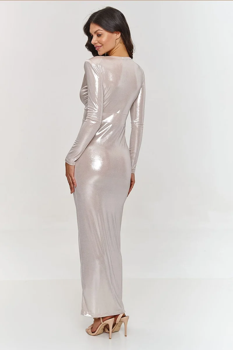 Robe de soirée chic métalisée longue fendue