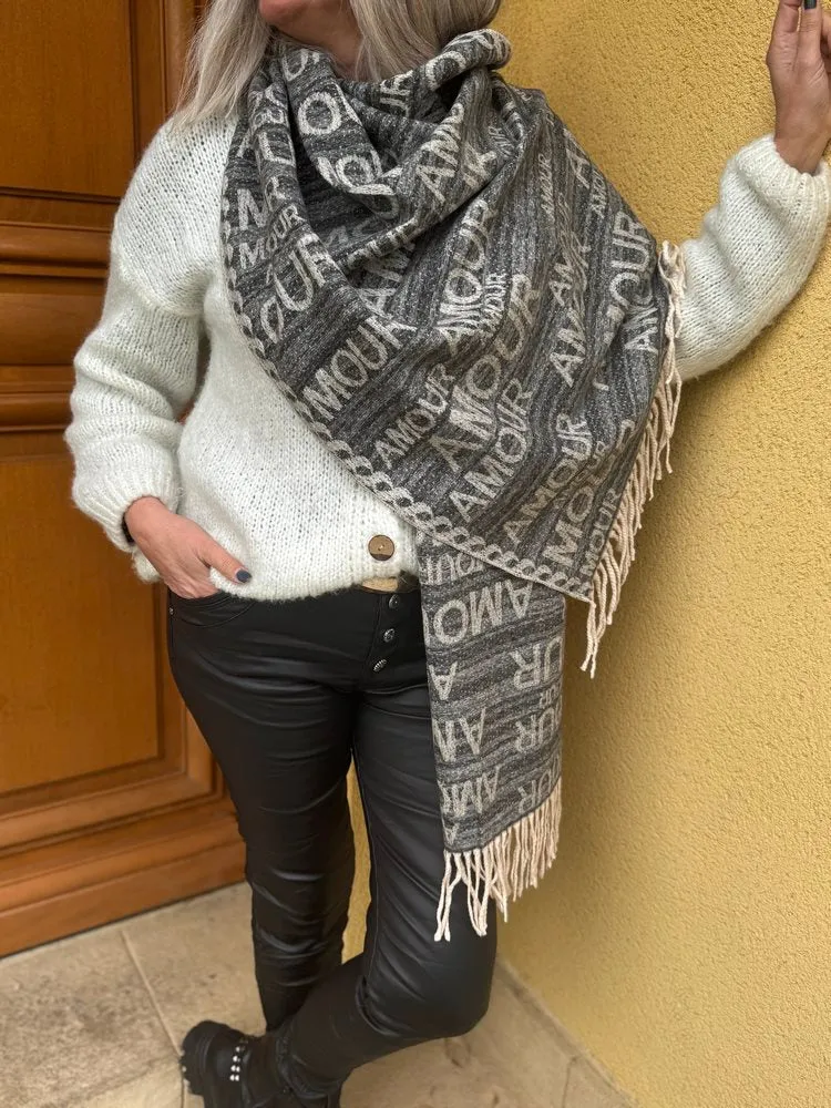 Echarpe Amour gris anthracite