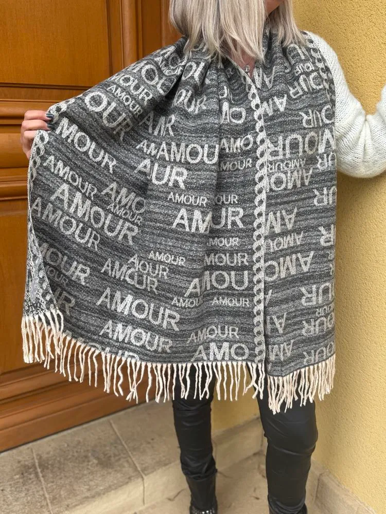 Echarpe Amour gris anthracite