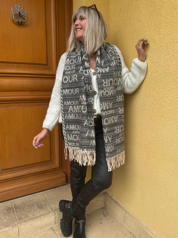 Echarpe Amour gris anthracite