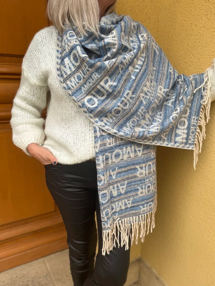 Echarpe Amour bleu marine