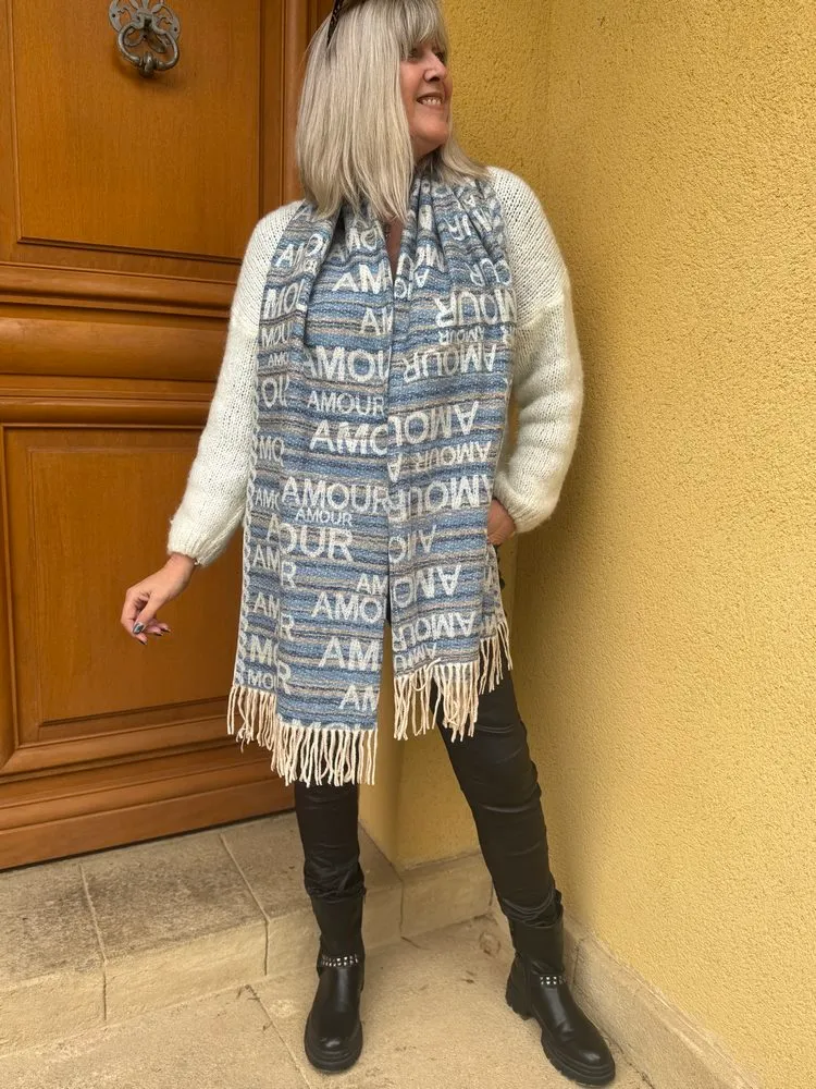 Echarpe Amour bleu marine