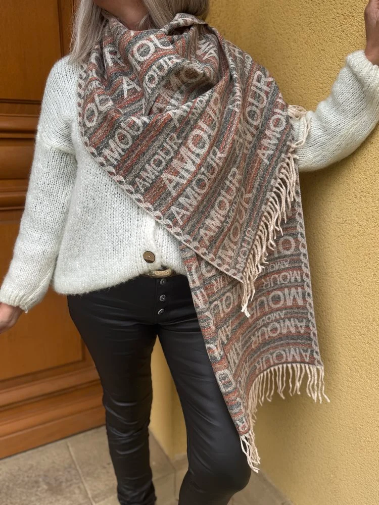 Echarpe Amour gris/brique
