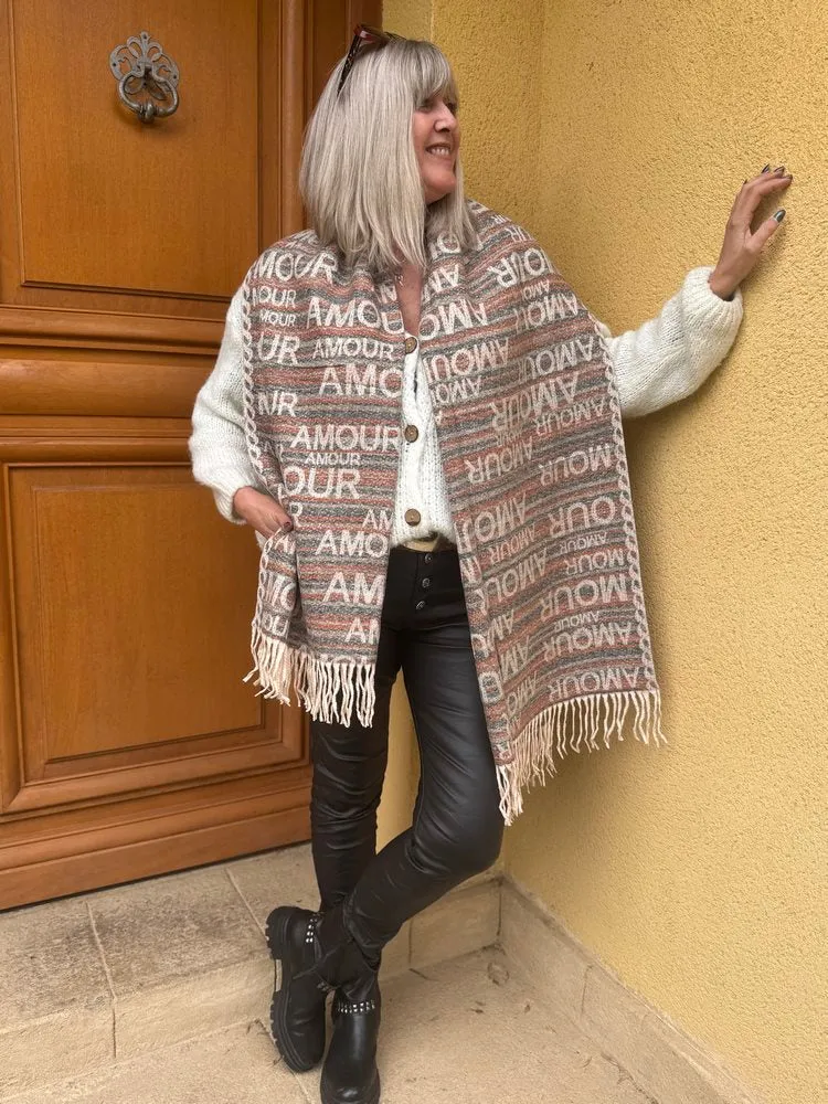 Echarpe Amour gris/brique