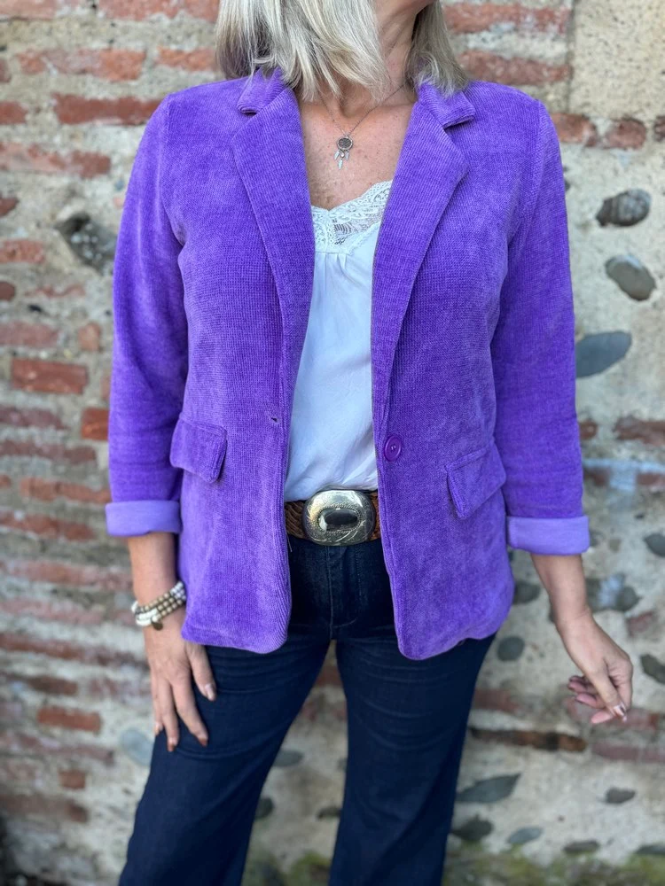 Veste tailleur en velours Sandra violet