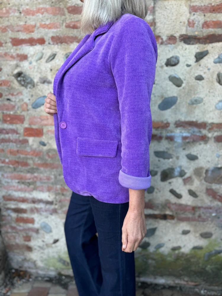 Veste tailleur en velours Sandra violet