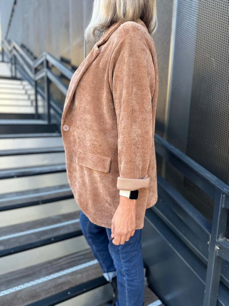 Veste tailleur en velours Sandra + camel