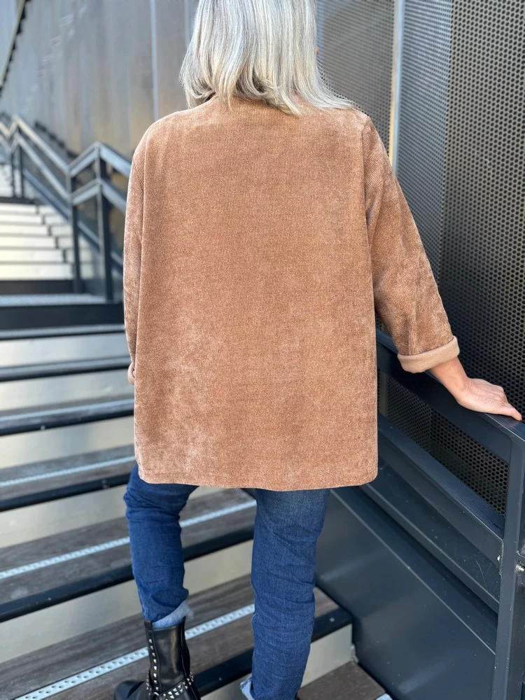 Veste tailleur en velours Sandra + camel