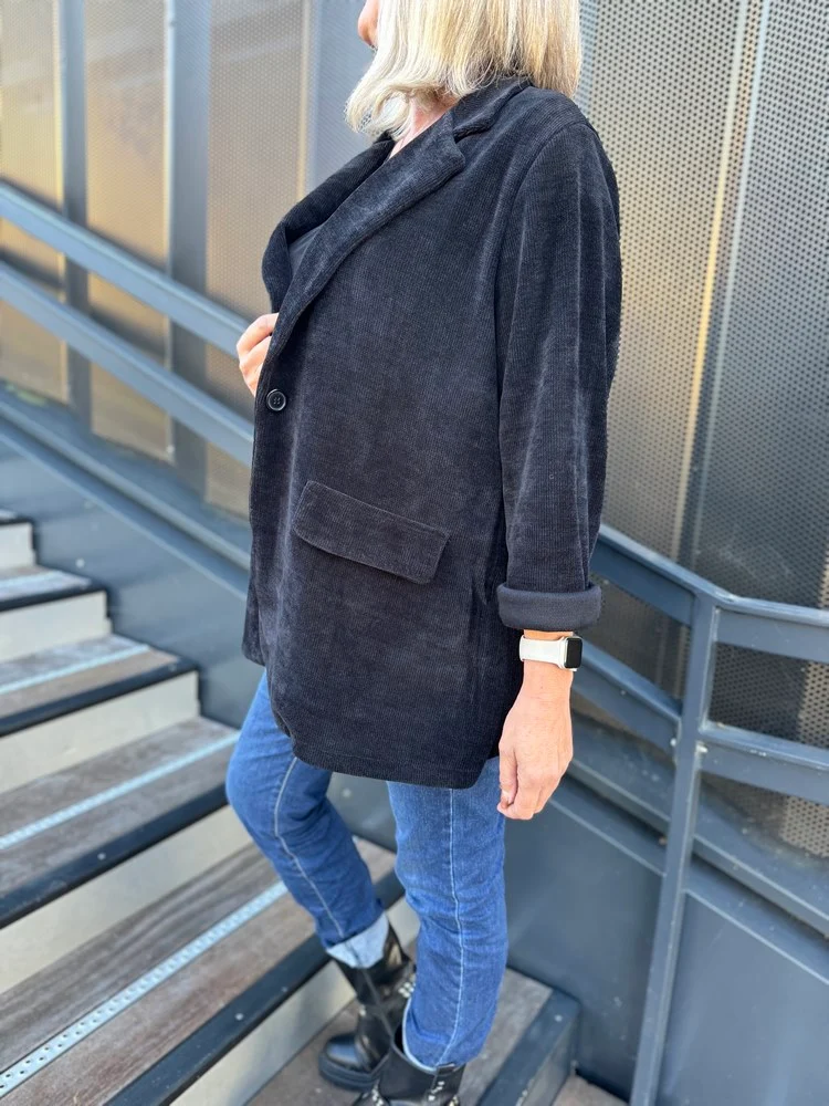 Veste tailleur en velours Sandra + noir