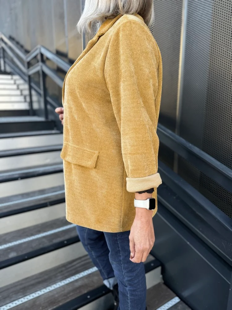 Veste tailleur en velours Sandra + moutarde