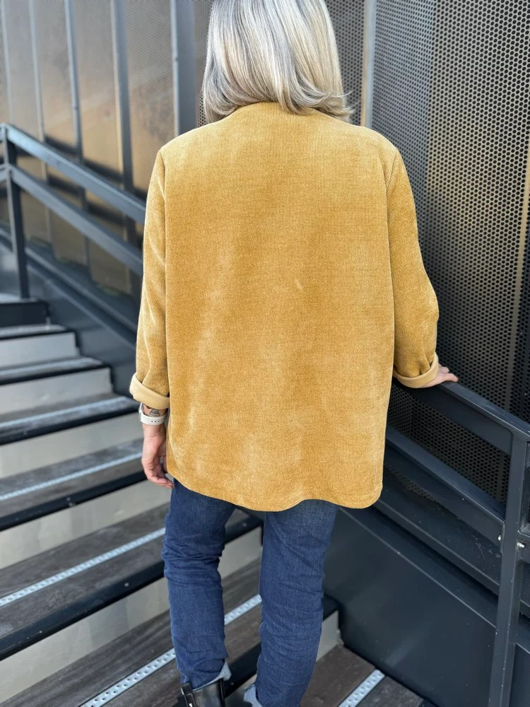 Veste tailleur en velours Sandra + moutarde