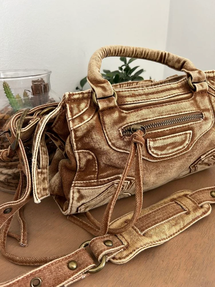 Petit sac en jean Polo camel