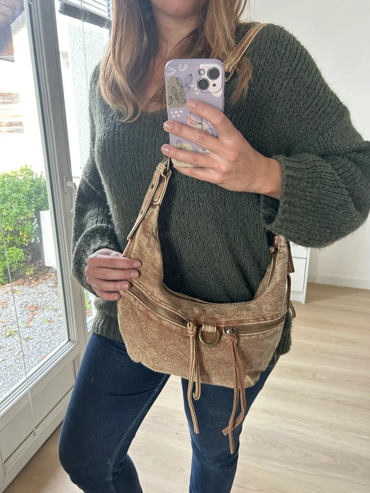 Sac besace en jean Marco camel