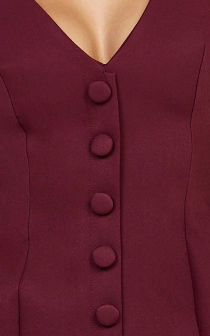 Lavender Mini Dress - Wide Neck Button Down Blazer Dress in Wine