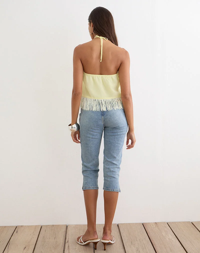 Haut Junaya couleur citron avec broderie « Vintage Bloom »
