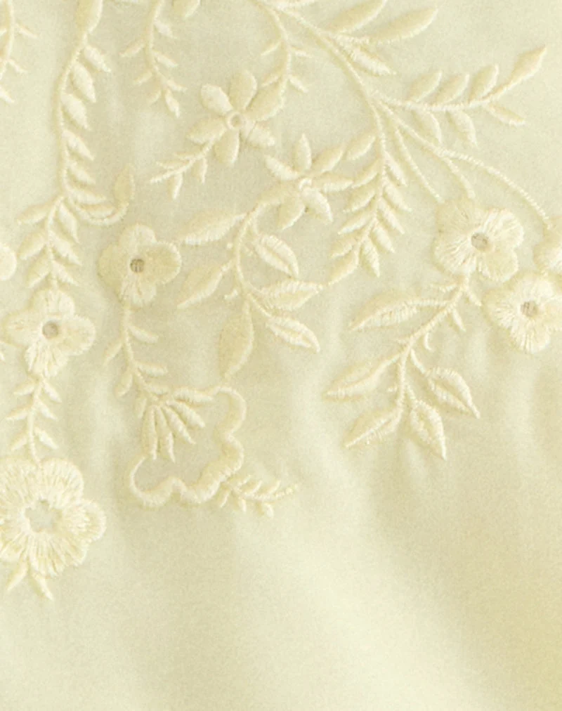 Haut Junaya couleur citron avec broderie « Vintage Bloom »