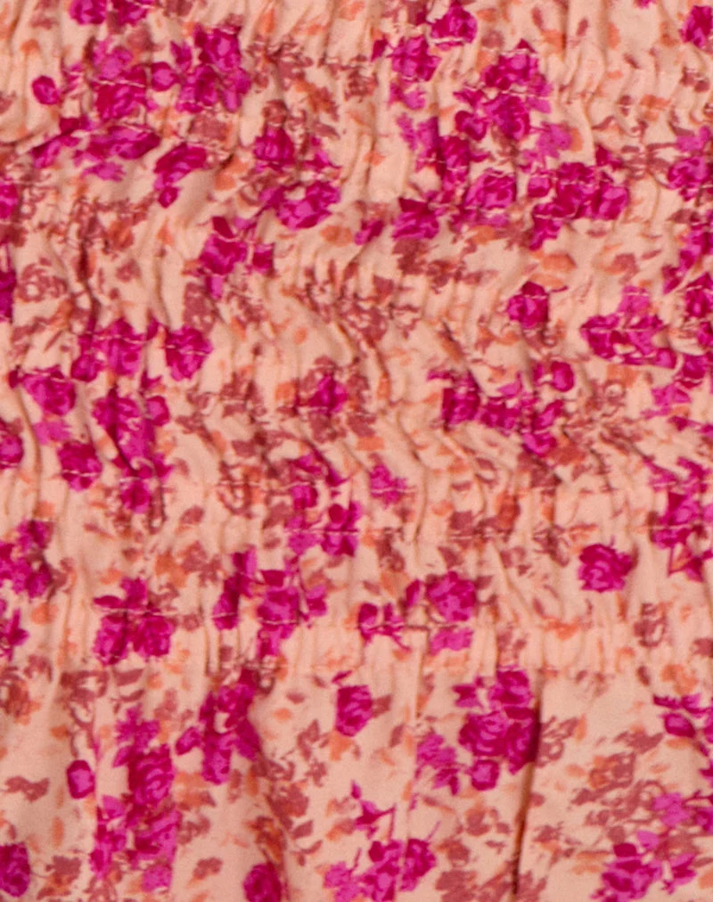 Mini-jupe Nalesa, motif « Dark Wild Flower Cantaloupe »