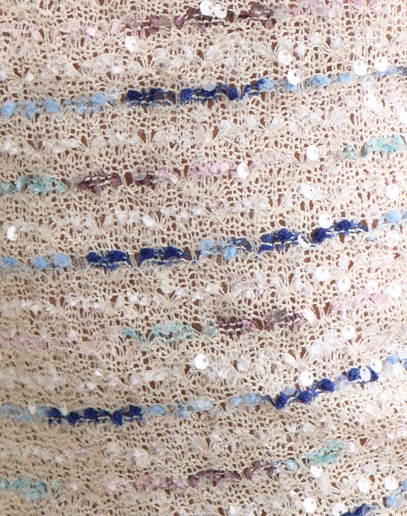 Haut bandeau Prana en maille à paillettes, bleu crème