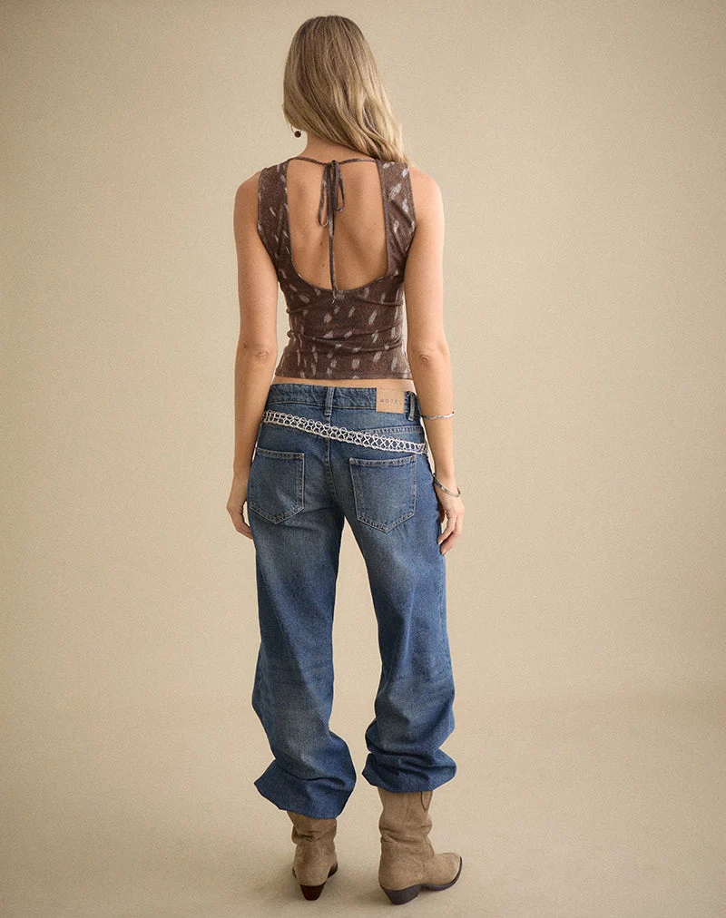 Haut Handira en maille « Blurry Deer » marron