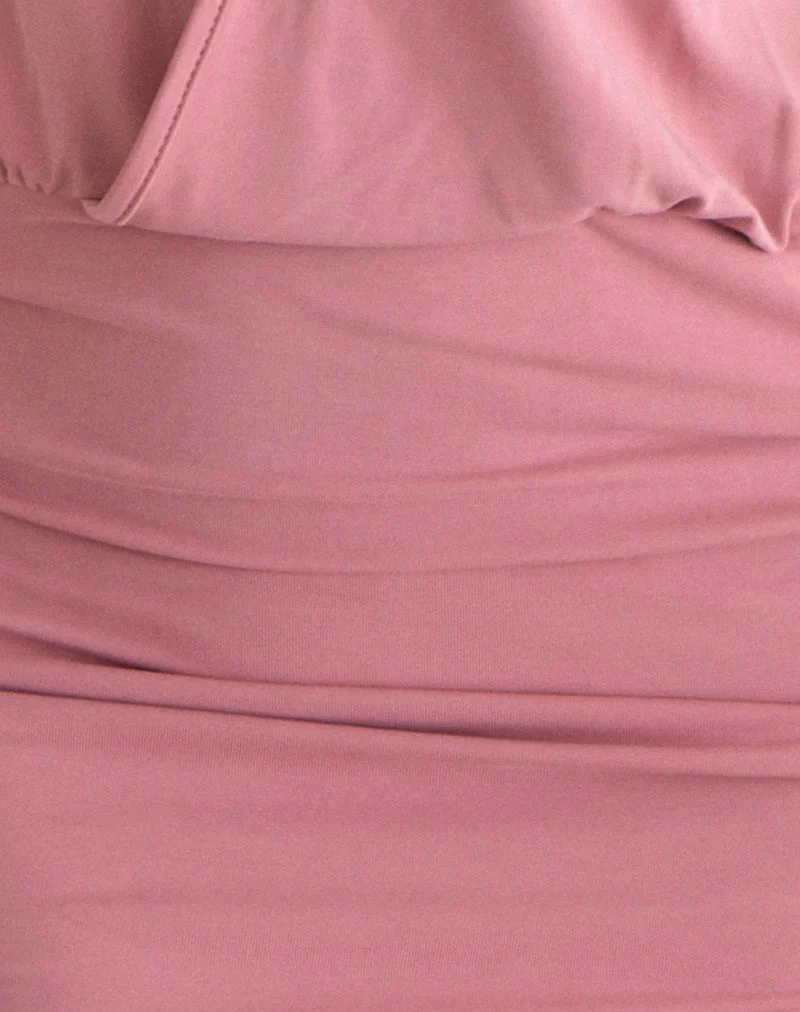Mini-robe Jolicia à col licou en cupro rose