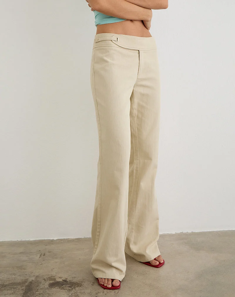 Pantalon Nalita beige à boucle à la taille