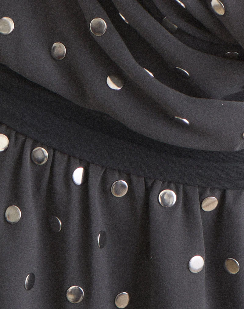 Mini-robe Yukina en mousseline cloutée, gris foncé