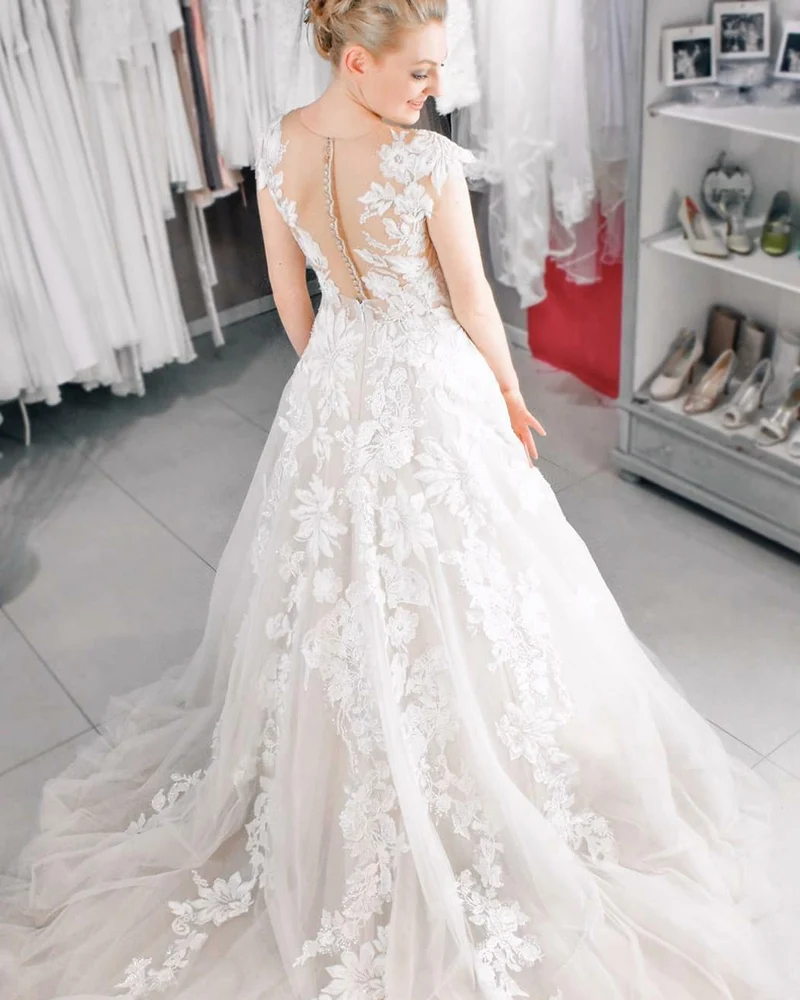 Robe de mariée sirène longue avec dentelle en tulle Robe de mariée élégante