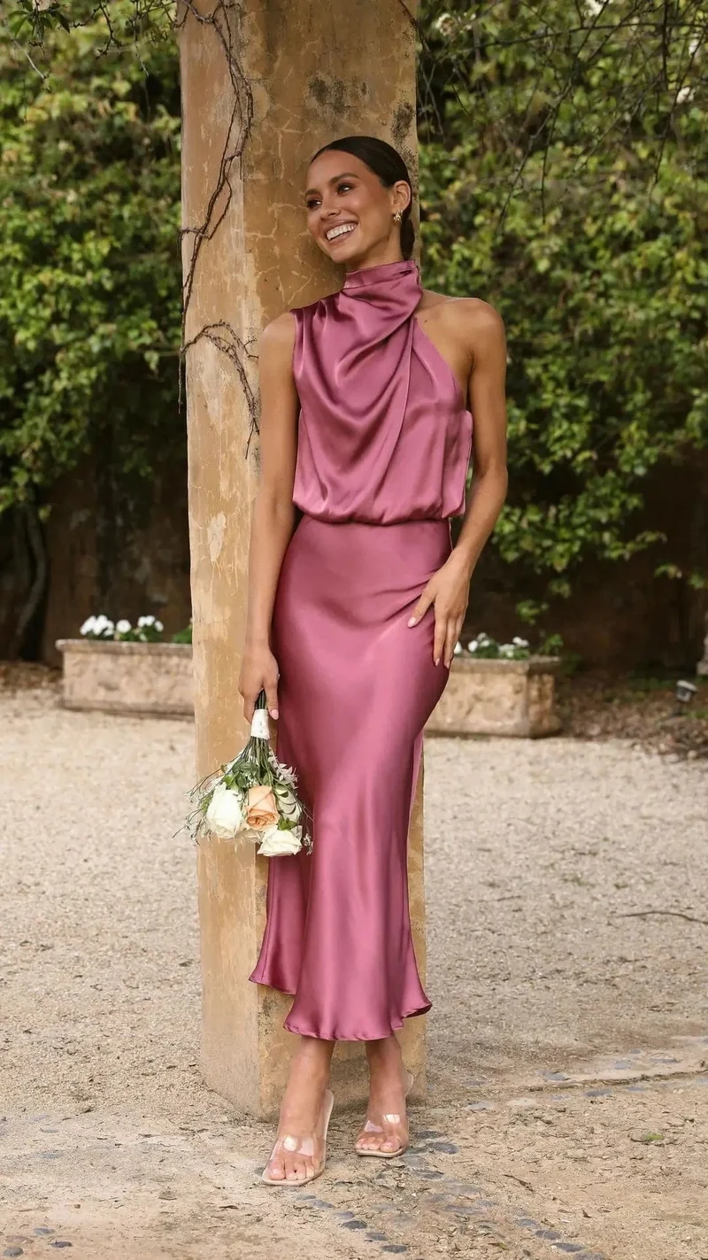 Robe demoiselle d'honneur chic midi