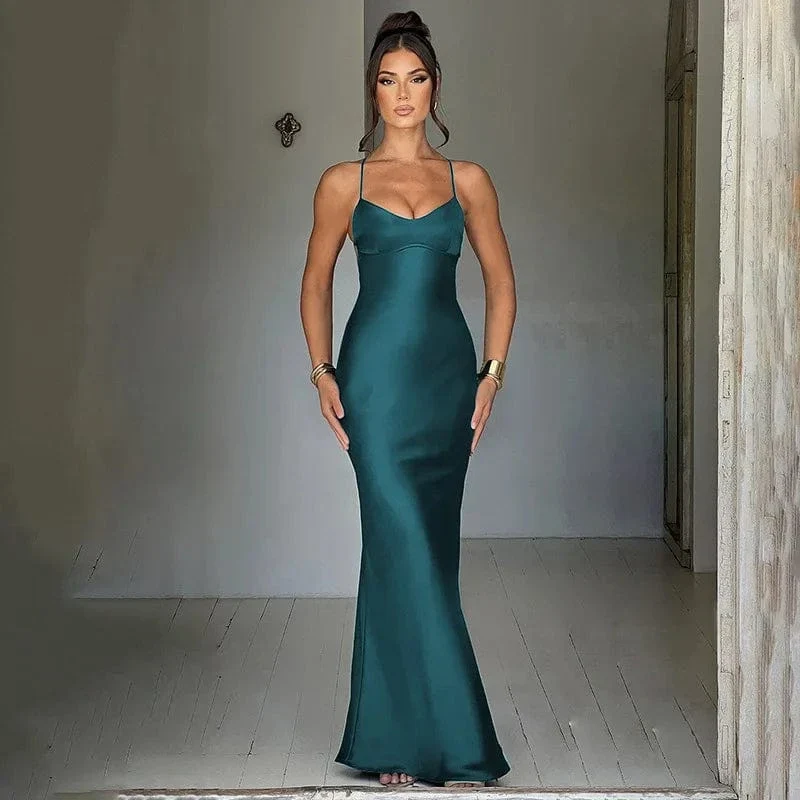 Robe de soirée mariage dos nu satin