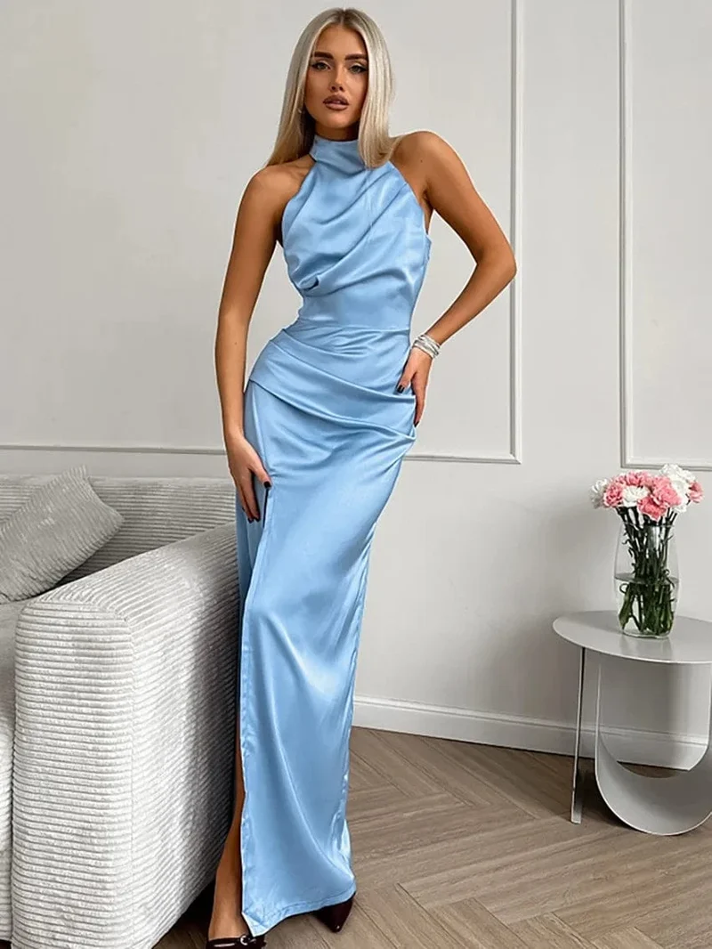 Robe de soirée mariage à col halter