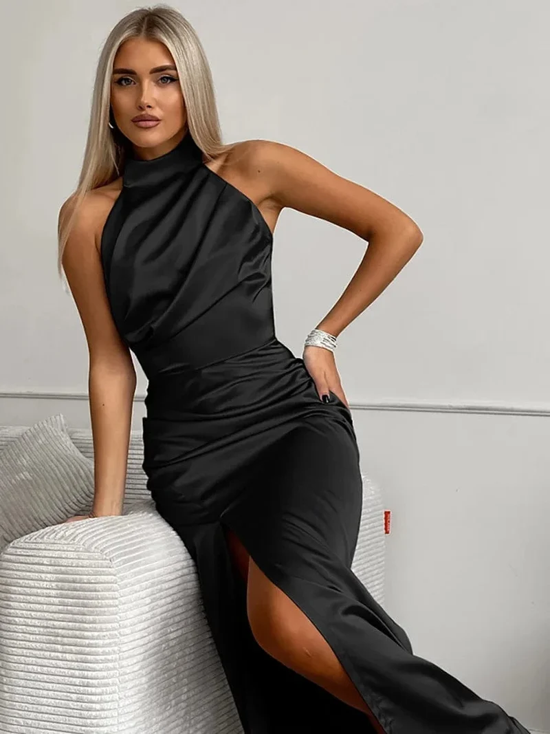 Robe de soirée mariage à col halter