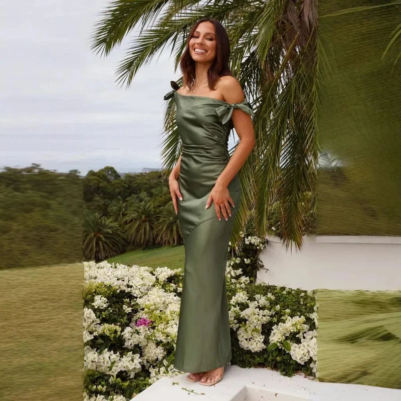 Robe demoiselle d'honneur vert olive