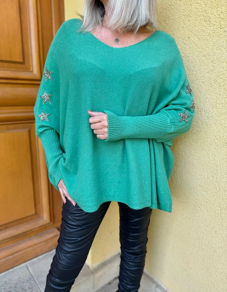 Pull méga loose Etoile vert