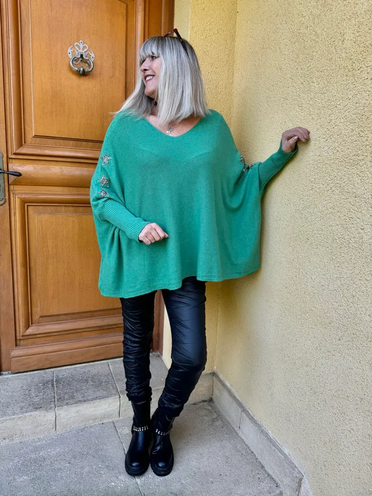 Pull méga loose Etoile vert