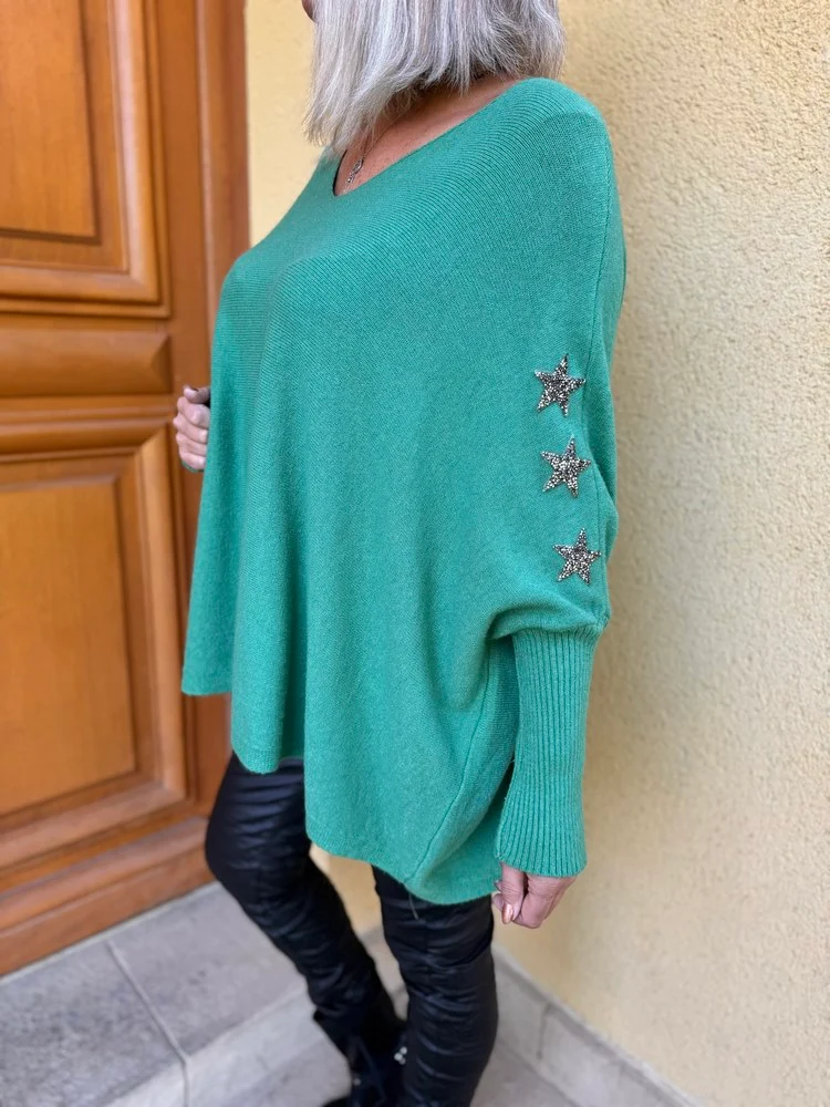 Pull méga loose Etoile vert
