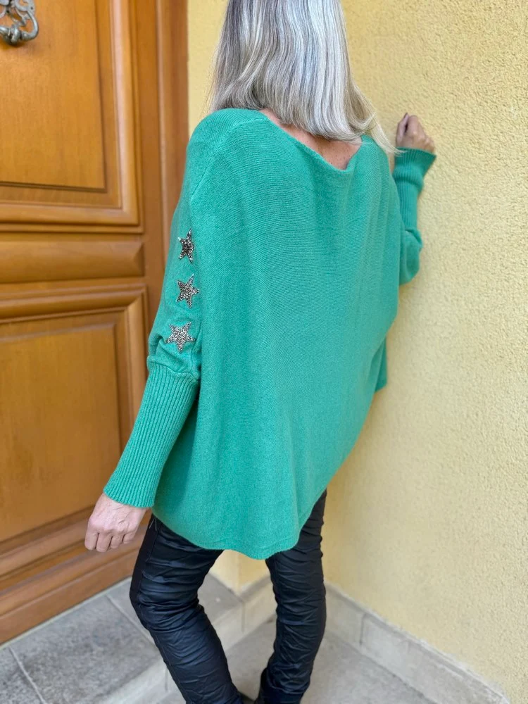 Pull méga loose Etoile vert
