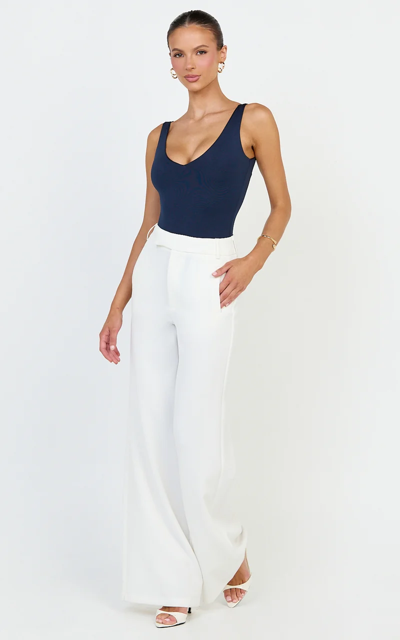 Jamie Bodysuit - V Neck Bodysuit in Navy