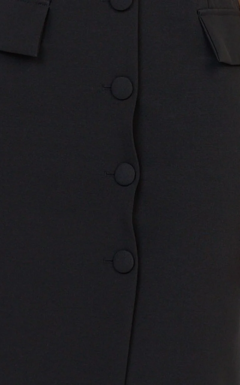 Calista Midi Dress - Boat Neck Button Down Pencil Dress in Black