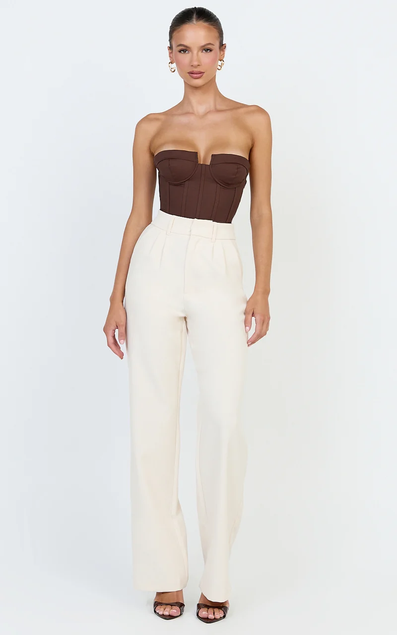 Brigitte Bodysuit - Sweetheart Paneled Bodysuit in Chocolate