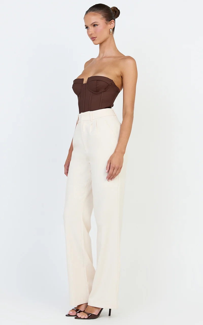 Brigitte Bodysuit - Sweetheart Paneled Bodysuit in Chocolate