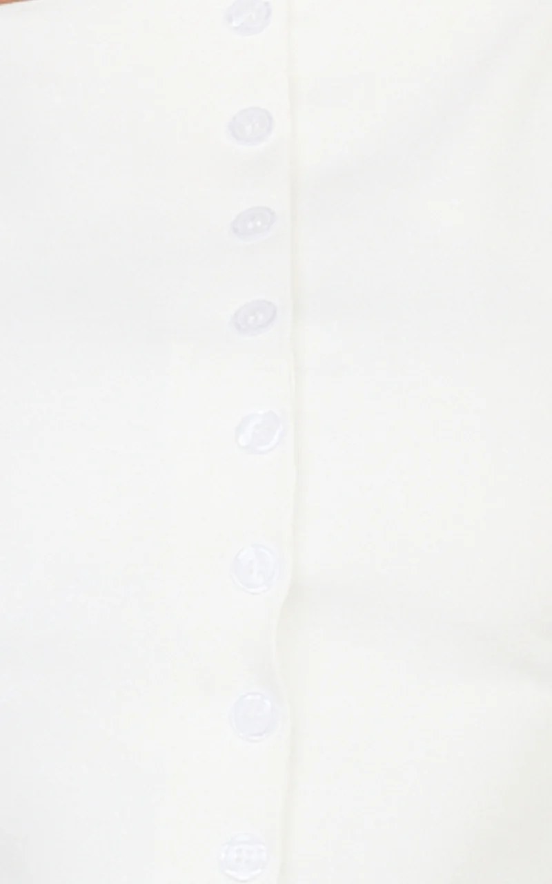 Adela Mini Dress - Mock Button Thru Boat Neck Dress in White