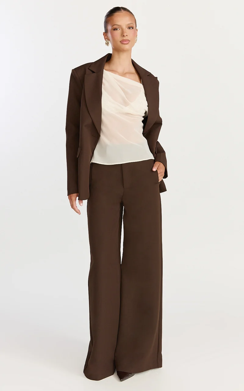 Milla Top - Georgette Asymmetric Draped Top in Cream