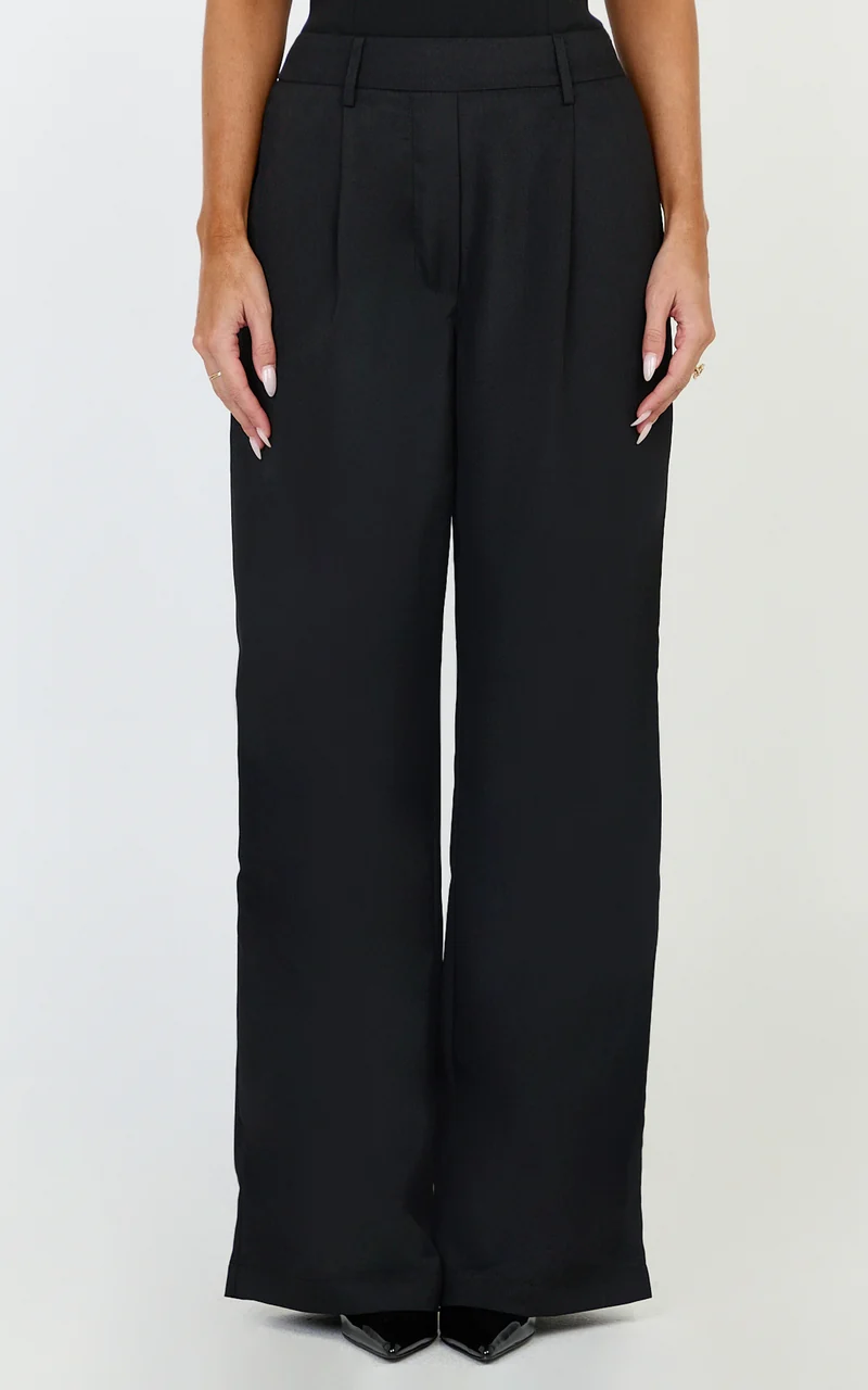 Tessa Pants - Elastic Back Pull On Tailored Pants in Black