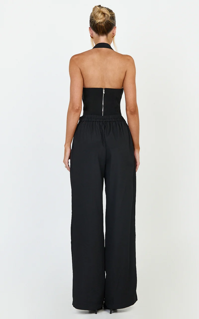 Tessa Pants - Elastic Back Pull On Tailored Pants in Black