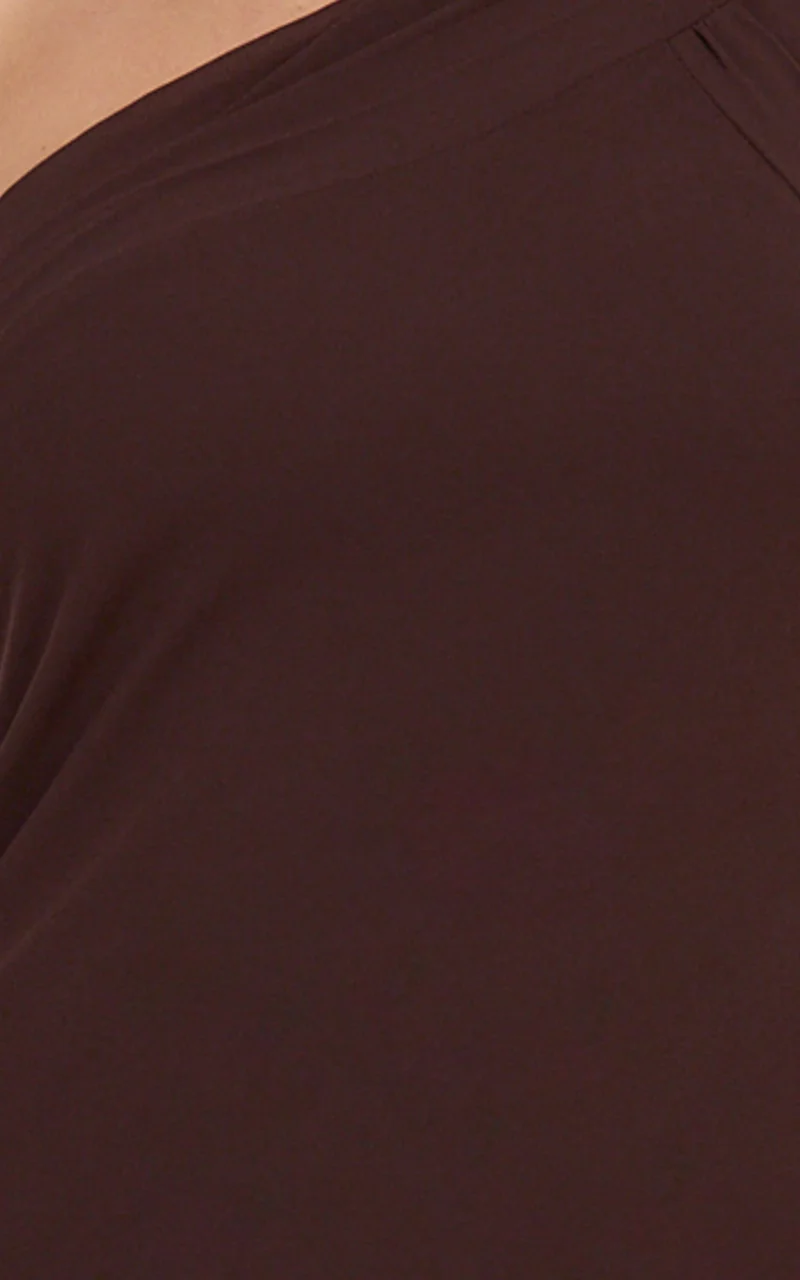 Carmilla Maxi Dress - One Shoulder Scarf Dress in Chocolate