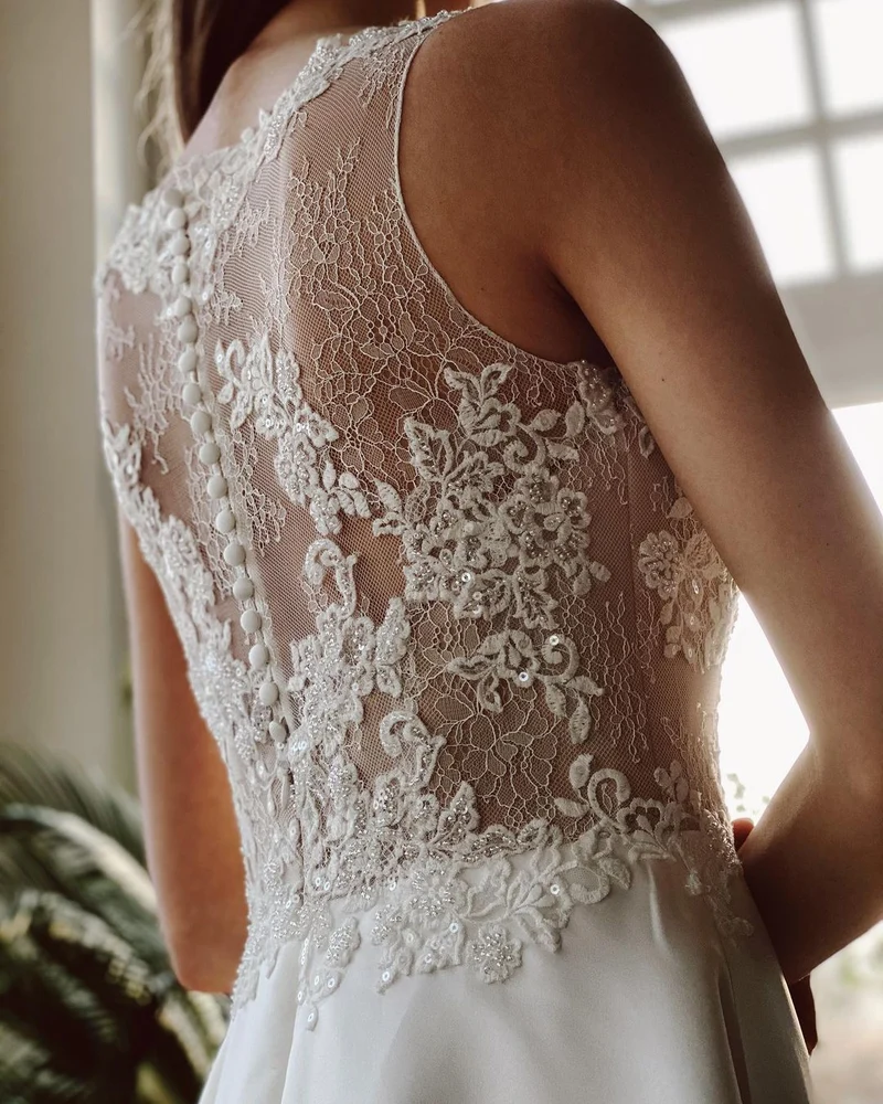 Robe de mariée sirène exquise avec perles et appliques en dentelle