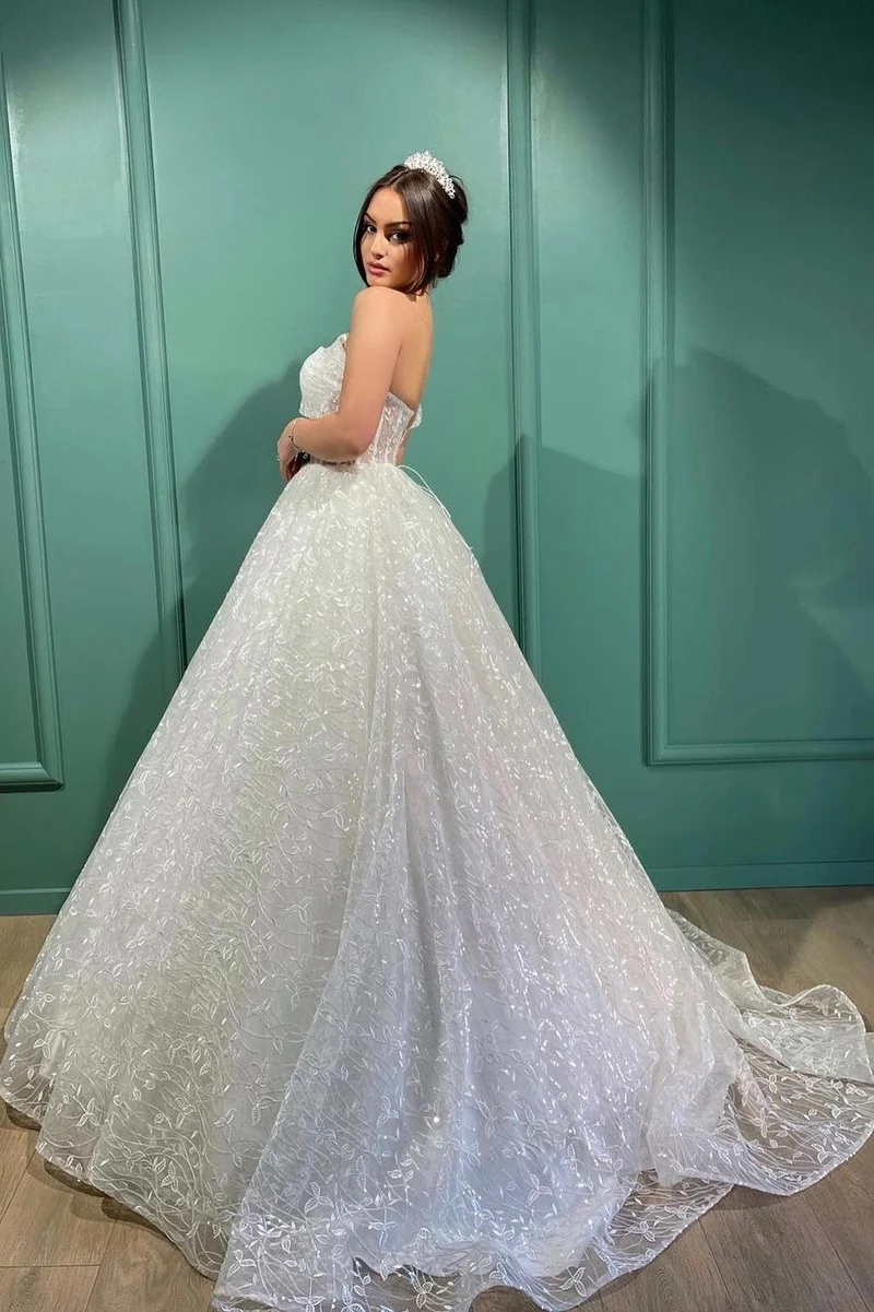 Robe de mariée élégante en tulle à une épaule | Robe de mariée princesse sans manches